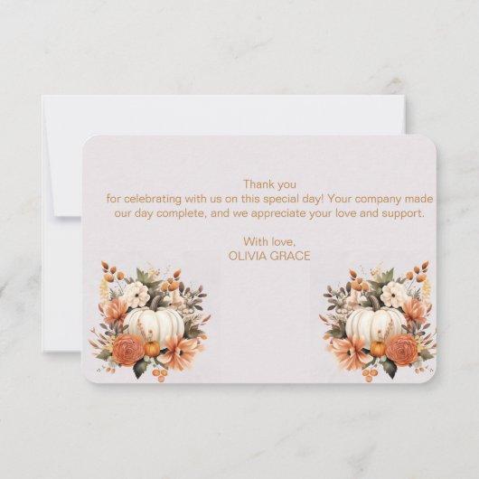 Boho Herfst Pompoen Dank Je Bedankkaart (Achterkant)