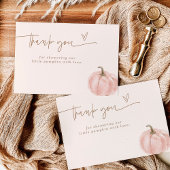 Boho Herfst Pompoen Dank u kaart, roze Baby shower Bedankkaart