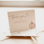 Boho Herfst Pompoen Dank u kaart, roze Baby shower Bedankkaart