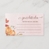 Boho Herfst Pompoen Datum Nachtideeën Informatiekaartje (Voorkant)