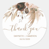 Boho herfst pompoen douche dank u ronde sticker (Voorkant)