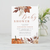 Boho herfst pompoen floraal baby shower kaart (Staand voorkant)