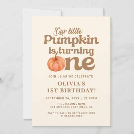 Boho Herfst Pompoen Foto 1e Verjaardag Kaart (Voorkant)