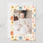 Boho Herfst Pompoen Foto 1e Verjaardag Kaart (Achterkant)