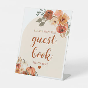 Boho Herfst Pompoen Gelieve te ondertekenen ons bo Reclamebord Met Voetstuk