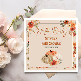 Boho Herfst Pompoen Genderneutraal Baby shower Servet