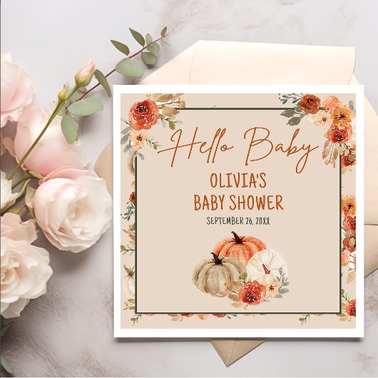 Boho Herfst Pompoen Genderneutraal Baby shower Servet