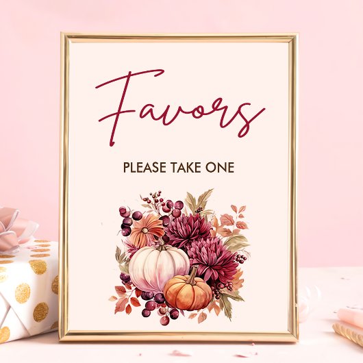 Boho Herfst pompoen gunst Baby shower Poster