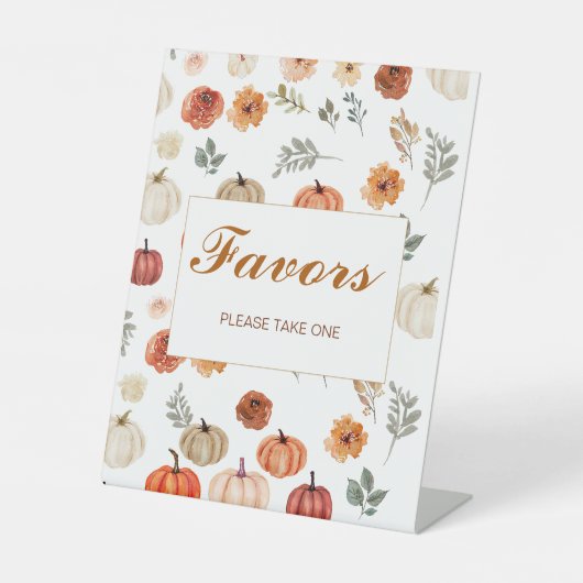 Boho Herfst pompoen gunst Baby shower Reclamebord Met Voetstuk (Voorkant)