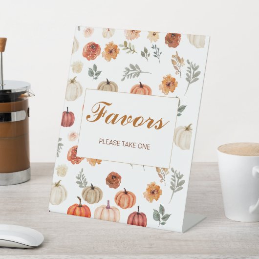 Boho Herfst pompoen gunst Baby shower Reclamebord Met Voetstuk (Insitu)