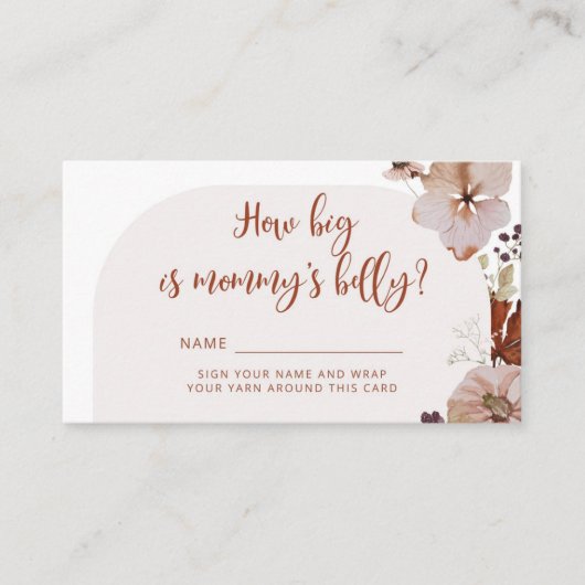 Boho herfst pompoen hoe groot de buik van mama is informatiekaartje (Voorkant)