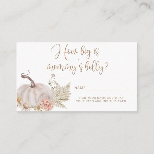 Boho herfst pompoen hoe groot de buikomheining van informatiekaartje (Voorkant)