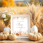 Boho Herfst pompoen Laat je recept Kaart hier Poster