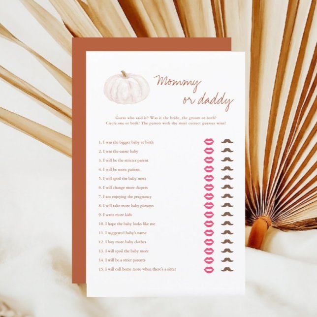 Boho Herfst Pompoen mama of papa spel Kaarten (Creator heeft geüpload)