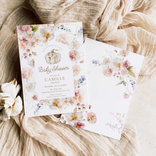 Boho Herfst Pompoen Meisje Baby shower Uitnodiging