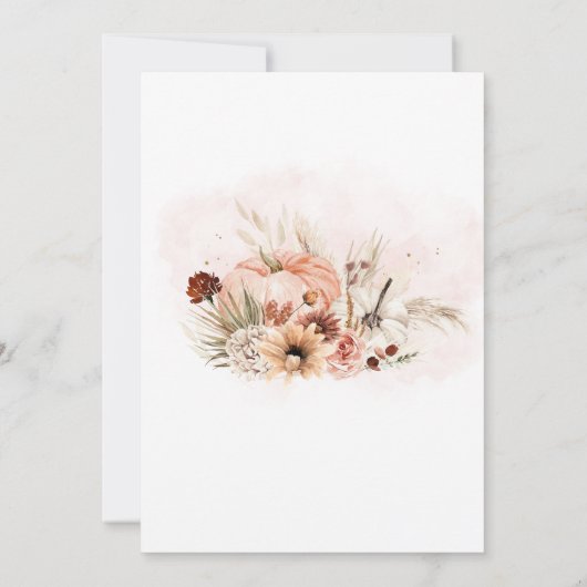 Boho Herfst Pompoen Pampas Grass Baby shower Kaart (Achterkant)