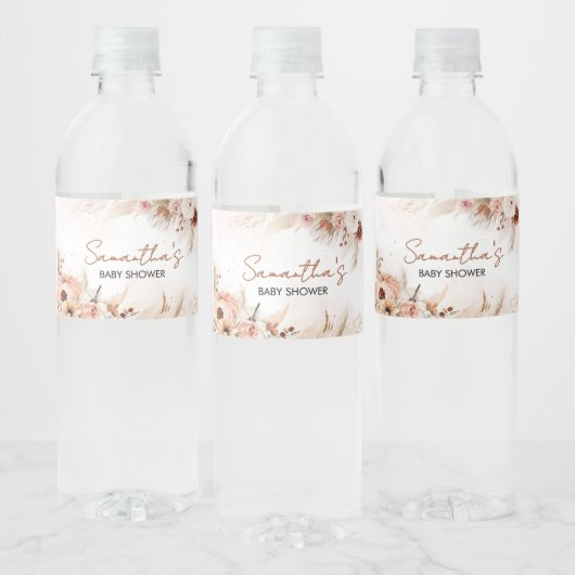 Boho Herfst Pompoen Pampas Grass Baby shower Waterfles Etiket (Flessen)