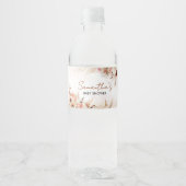 Boho Herfst Pompoen Pampas Grass Baby shower Waterfles Etiket (Voorkant)