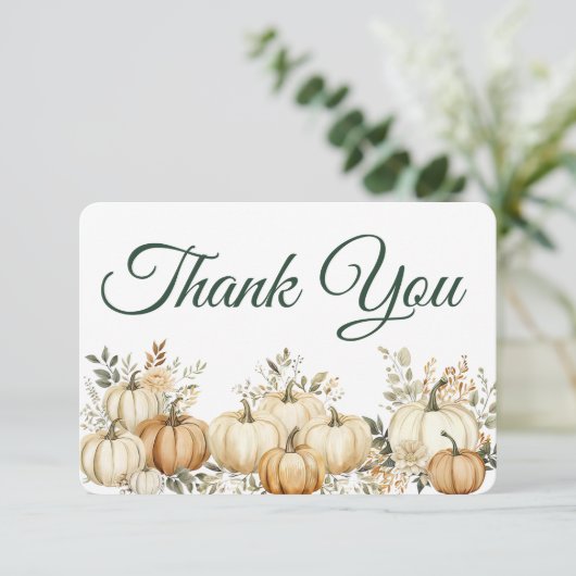 Boho Herfst Pompoen Thanksgiving Party Bedankkaart (Staand voorkant)