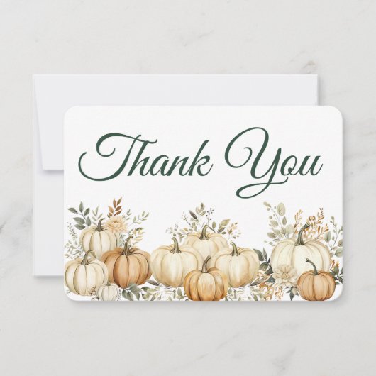Boho Herfst Pompoen Thanksgiving Party Bedankkaart (Voorkant)