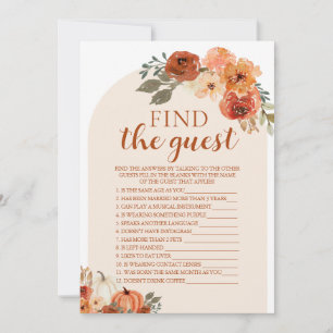 Boho Herfst pompoen Vind het gast Baby shower spel Kaart