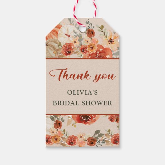 Boho Herfst pompoen Vrijgezellenfeest gunst dank u Cadeaulabel (Voorkant)