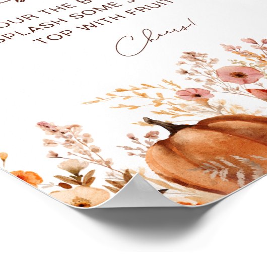 Boho Herfst Pompoen Vrijgezellenfeest Mimosa Bar Poster (Hoek)