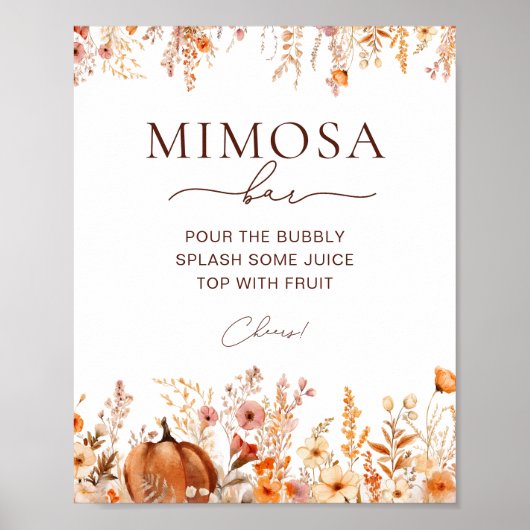 Boho Herfst Pompoen Vrijgezellenfeest Mimosa Bar Poster (Voorkant)