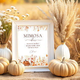 Boho Herfst Pompoen Vrijgezellenfeest Mimosa Bar Poster