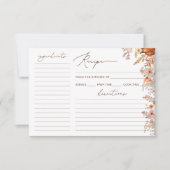 Boho herfst Pompoen Vrijgezellenfeest Recept Kaart (Voorkant)