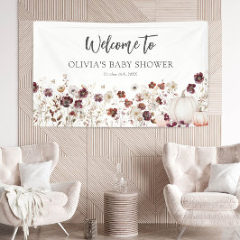 Boho-herfst-pompoen-wildebloem-babyshower Spandoek