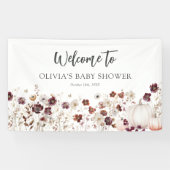 Boho-herfst-pompoen-wildebloem-babyshower Spandoek (Horizontaal)