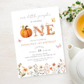 Boho Herfst Pompoen Wildflower 1e Verjaardag Kaart