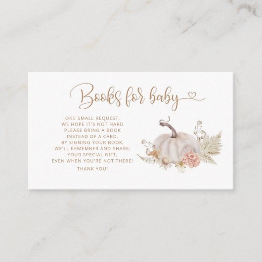Boho herfst pompoenboeken voor baby-kaartjesbehuiz informatiekaartje (Voorkant)