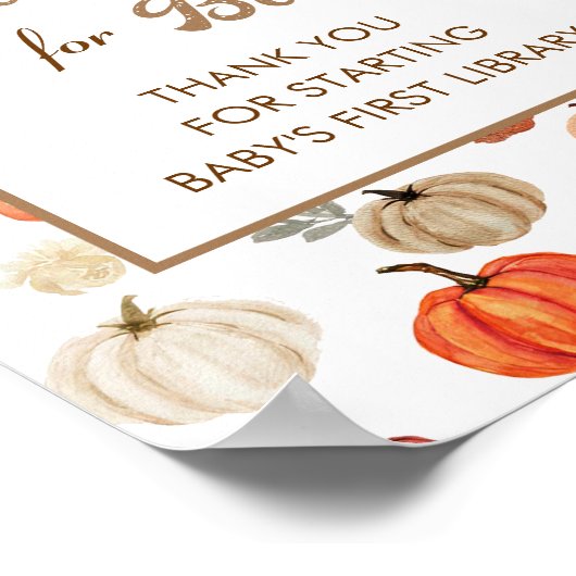 Boho Herfst Pompoenboeken voor Baby Poster (Hoek)