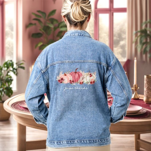 Boho Herfst pompoenen tekst denim jas Denim Jacket