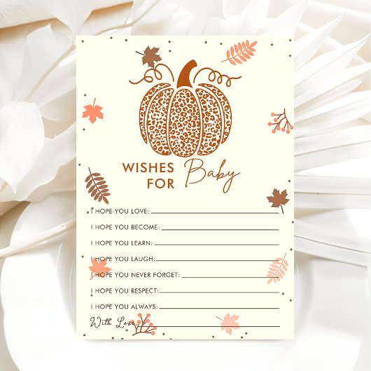 Boho-herfst-pompoenwensen voor babyshower-spelkaar kaart