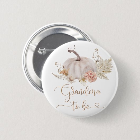 Boho herfst pumpkin Grandma om Button te worden (Voorkant /achterkant)