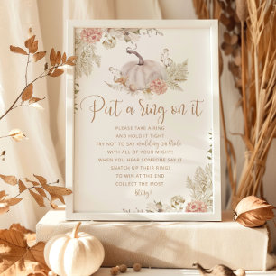 Boho herfst pumpkin heeft een ring op het poster g