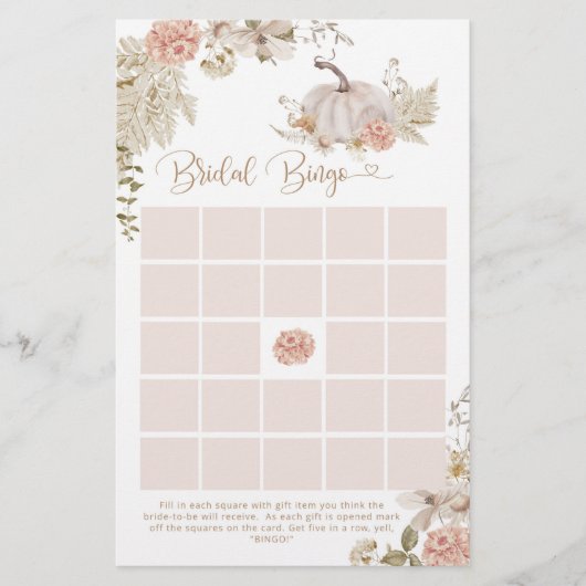 Boho herfst pumpkin vrijgezellenfeest bingo (Voorkant)