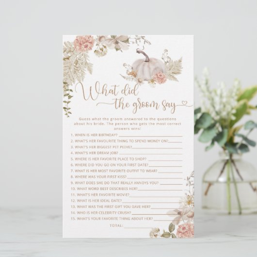 Boho herfst pumpkin Wat zei de groom? (Staand voorkant)