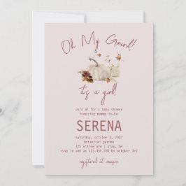 Boho Herfst Pumpkin Waterverf Girl Baby Uitnodigin Kaart