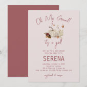 Boho Herfst Pumpkin Waterverf Girl Baby Uitnodigin Kaart (Voorkant / Achterkant)