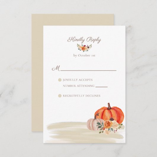 Boho Herfst Pumpkins Beach Arbor Wedding RSVP Kaartje (Voorkant / Achterkant)