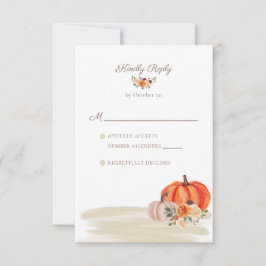 Boho Herfst Pumpkins Beach Arbor Wedding RSVP Kaartje