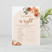 Boho Herfst Raad de Juiste Prijs Bruidsdouche Spel Kaart (Staand voorkant)