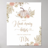 Boho herfst raad hoeveel kusjes bruidsfeest poster (Voorkant)