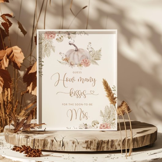 Boho herfst raad hoeveel kusjes bruidsfeest poster