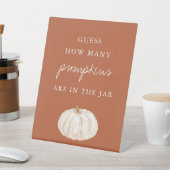 Boho Herfst Raad Hoeveel Pompoenen Baby Shower Reclamebord Met Voetstuk (Insitu)