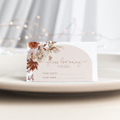 Boho herfst raden hoeveel kussen er in het bruidss informatiekaartje